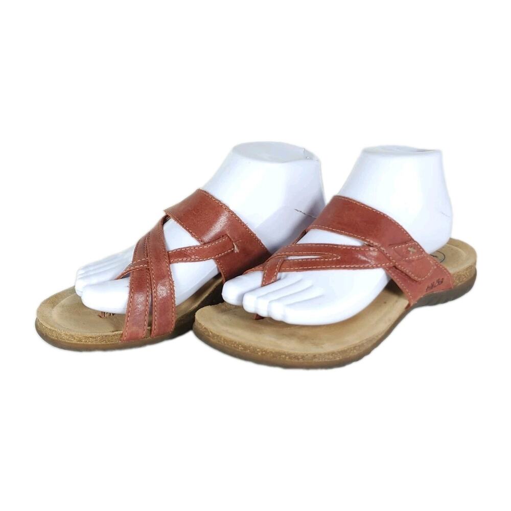Taos Women’s Perfect US8 Brown Leather Toe Loop Flat Thong Strappy Sandals